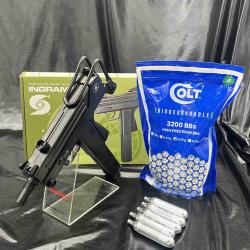 Pack pr&ecirc;t &agrave; tirer PISTOLET "INGRAM M11" - Cal. 6mm - CO2