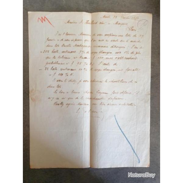 Deux Lettre manuscrite ancienne 1874 et 1876 timbre ceres