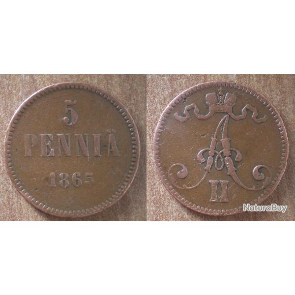 Finlande 5 Pennia 1865 Piece Europe Penny