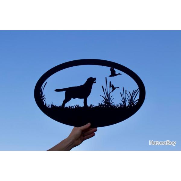 Cadre ovale labrador et canards