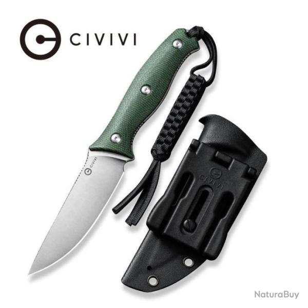Couteau CIVIVI Stormridge Green Lame Acier Nitro-V Satin Manche Micarta Etui Kydex CIVC230413