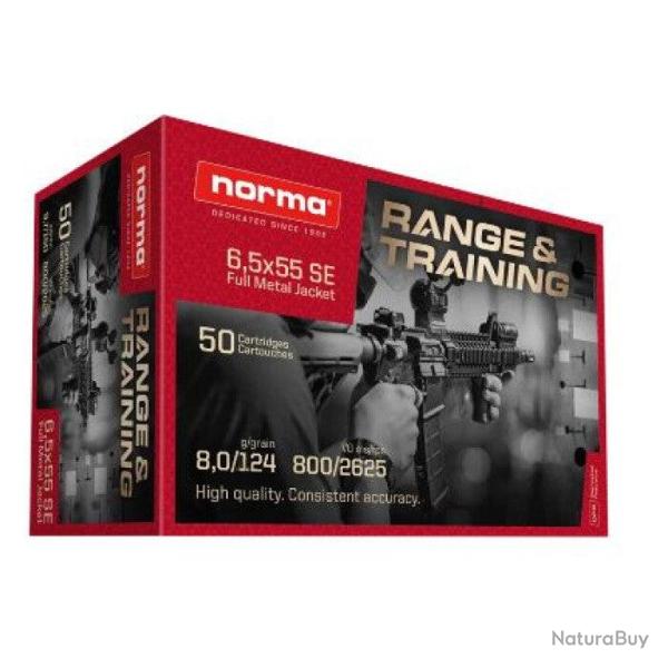 Cartouches Norma Range&Training Full Metal Jacket - Cal. 6.5x55 SE - 124 gr / 8.0 g / Par 1