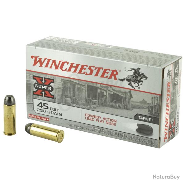 Cartouches WINCHESTER 45 COLT LEAD FLAT NOSE 250grs - Boite de 50 unit�s