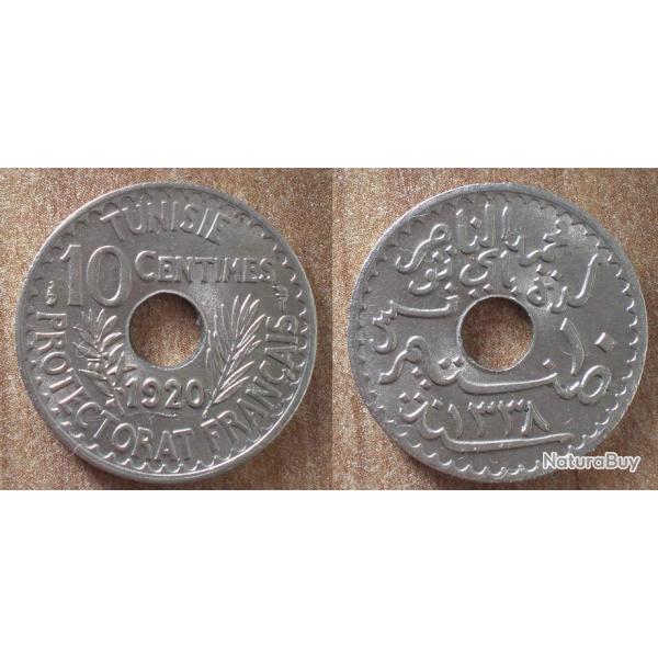 Tunisie 10 Centimes 1920 Protectorat Francais Centime de Francs Piece Franc