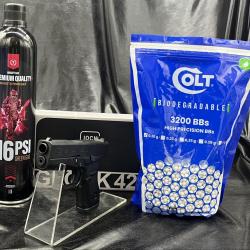 Pack pr&ecirc;t &agrave; tirer - PISTOLET "GLOCK 42" -Cal. BBS 6MM - GAZ