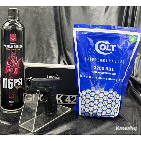 Pack pr�t � tirer - PISTOLET "GLOCK 42" -Cal. BBS 6MM - GAZ