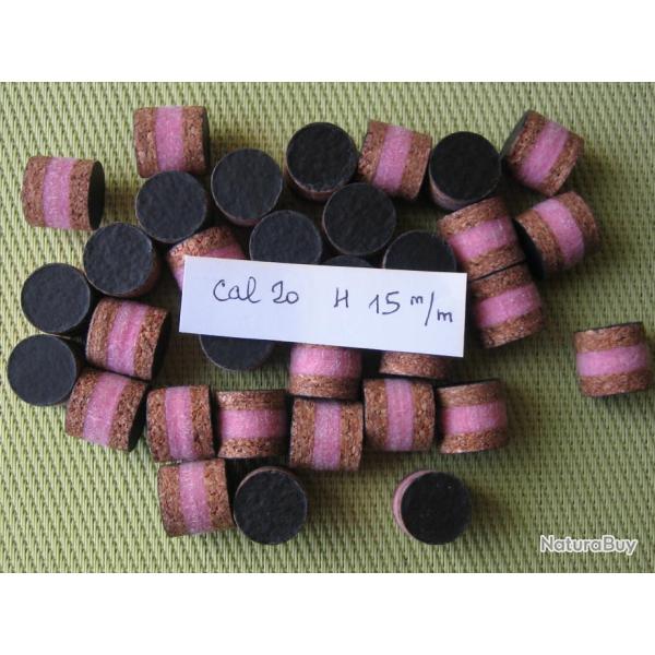 Bourres  1�re  qualit�  li�ges  et  feutre  rose  cal  20  hauteur  15 mm