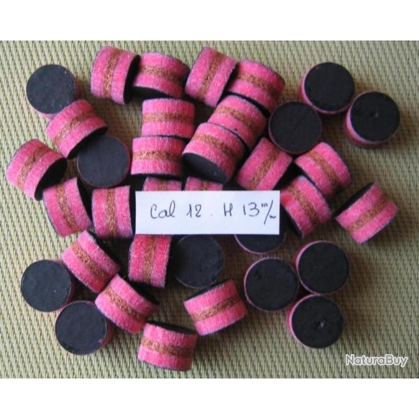 Bourres  1�re  qualit�  feutre  rose  et  li�ge  cal  12  hauteur  13 mm