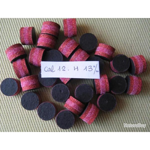 Bourres  1�re  qualit�  li�ge  feutre  rose  li�ge    cal  12  hauteur  13 mm