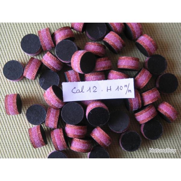 Bourres  1�re  qualit�  li�ge  feutre  rose  li�ge    cal  12  hauteur  10 mm