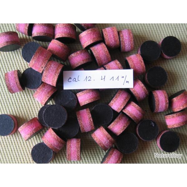 Bourres  1�re  qualit�  li�ge  feutre  rose  li�ge    cal  12  hauteur  11 mm