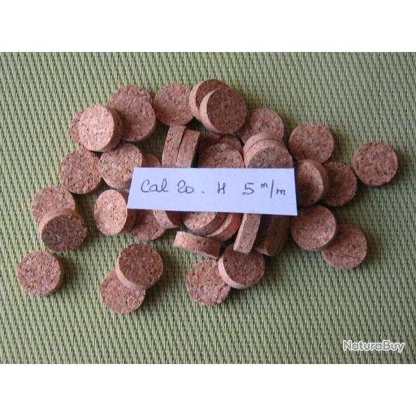 Bourres  li�ge  calibre  20  hauteur  5 mm