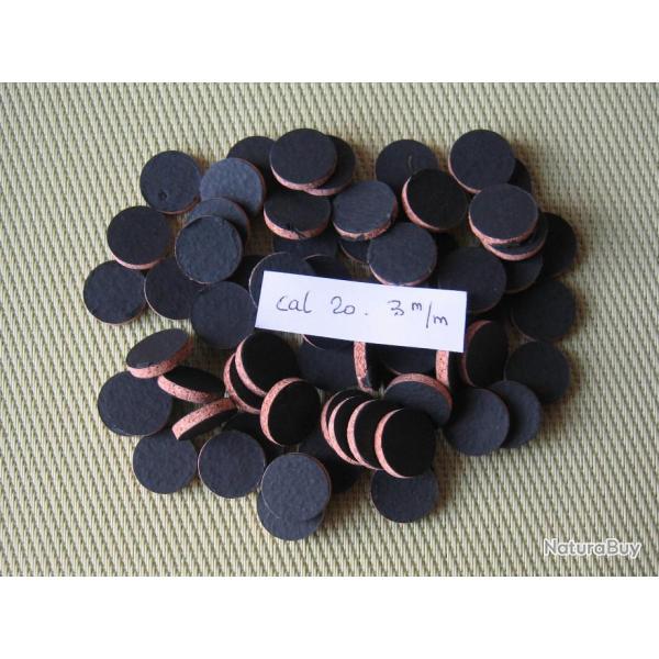 100  Rondelles  li�ge  calibre  20  �paisseur  3 mm