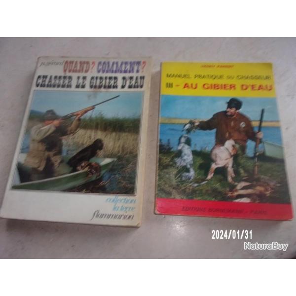 lotde deux livres sur la chasse au gibier d'eau
