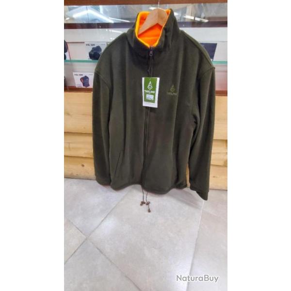 TREELAND VESTE POLAIRE REVERSIBLE VERT/ORANGE T. M