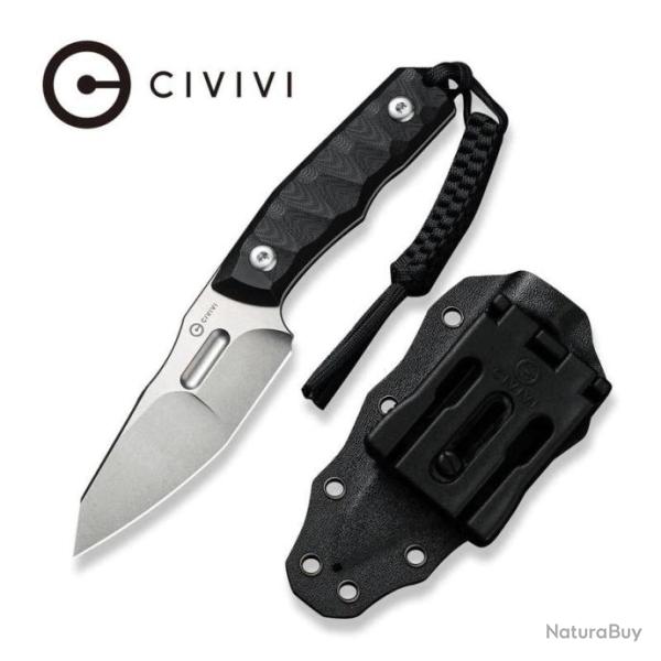 Couteau CIVIVI Propugnator Black Manche G10 Lame Acier D2 SW Reverse Tanto Etui Kydex CIVC230021