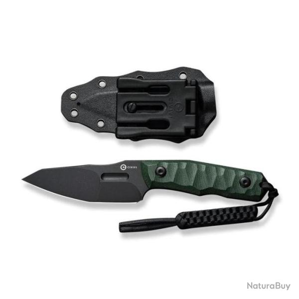 Couteau CIVIVI Propugnator Green Micarta Lame Acier D2 BLK Reverse Tanto Etui Kydex CIVC230022
