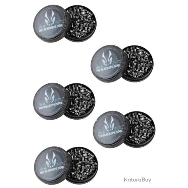 Lot de 5 bo�tes de Plombs The Black Ops Soul � t�te plate cal. 5,5 mm
