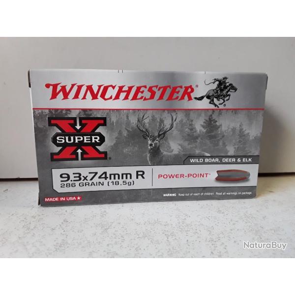10213 BOITE DE 20 BALLES WINCHESTER SUPER X CAL 9,3X74R 286GRAINS NEUF