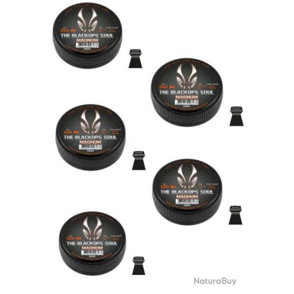 Lot de 5 Plombs The Black Ops Soul MAGNUM Cal. 5,5 mm