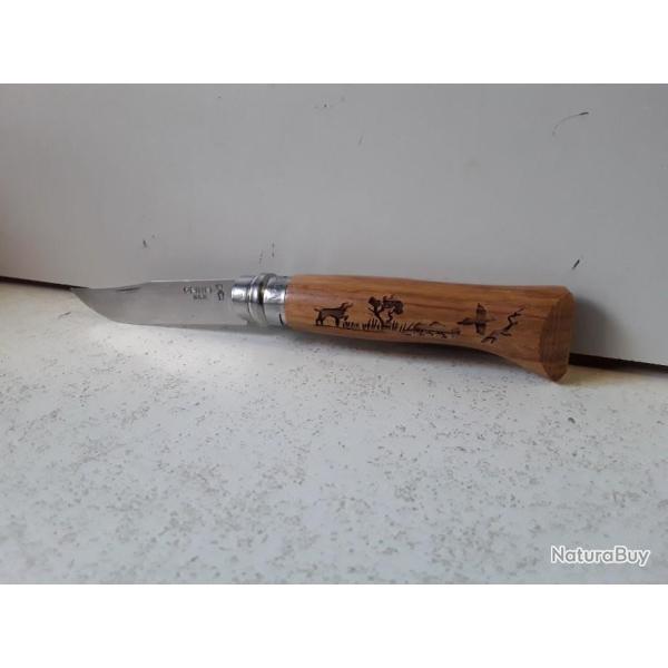 10220 COUTEAU PLIANT OPINEL ANOMALIA N�8 CHAINE SCENE DE CHASSE NEUF