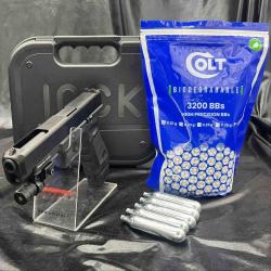 Pack laser pr&ecirc;t &agrave; tirer PISTOLET "GLOCK 34 GEN4 DELUXE" -Cal. BBS 6MM - CO2