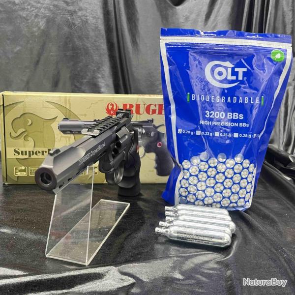 Pack pr�t � tirer PISTOLET "RUGER SUPERHAWK BLACK" - Cal BBS 6MM - CO2 (6")