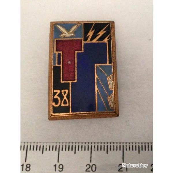 FRANCE TRANSMISSIONS-Insigne 38� R.T.  R�giment de Transmissions DPN T rouge