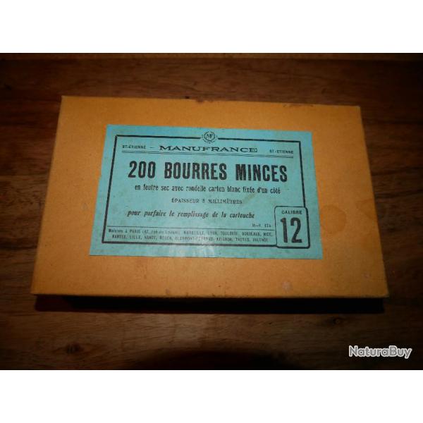 Boite de 200 bourres minces cal 12 MANUFRANCE