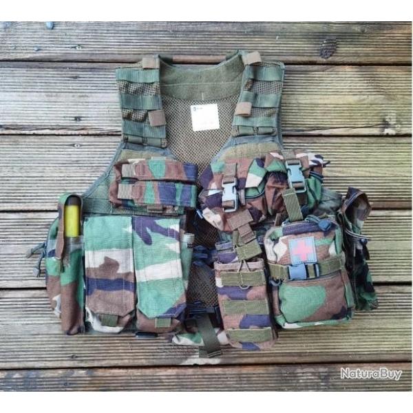 NFM TACTICAL VEST BEAR BA WOODLAND CAMO POCHE