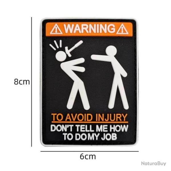 Patch PVC - WARNING TO AVOID INJURY - Orange et blanc