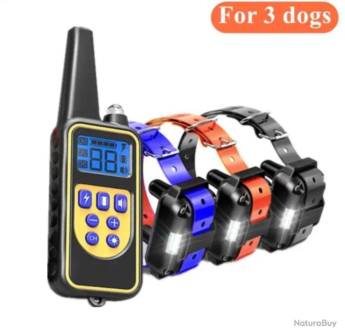 COLLIER de Dressage 3 chiens ....800 METRES Étanche 3 canaux. COLLIER ...