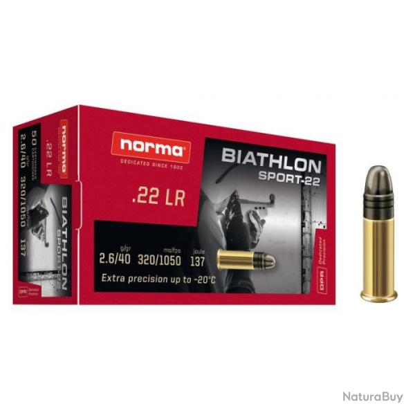 Cartouches Norma Biathlon Match-22 Lead Round Nose - Cal. 22 LR - Par 20