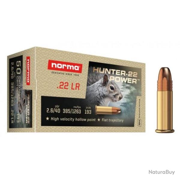 Balles Norma Hunter-22 Power Hollow Point - Cal. 22 LR - Par 10