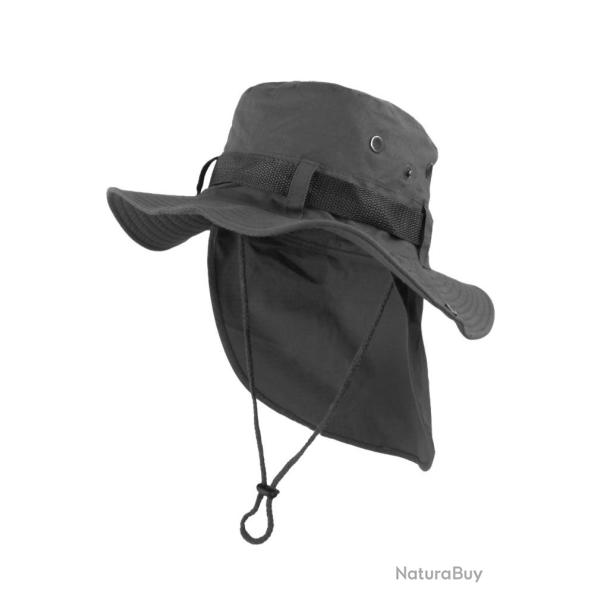 Chapeau Bob Safari Gris Fonce Lien Serrage et Protege Nuque Taille unique Gris