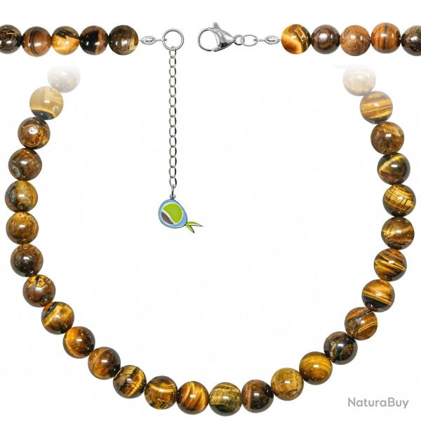 Collier en oeil de tigre - Perles rondes 10 mm - 55 cm
