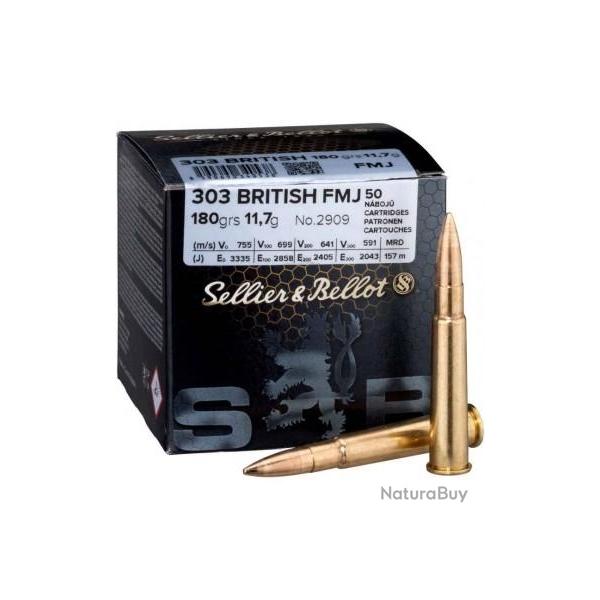 Munitions SELLIER BELLOT calibre 303 British FMJ 180gr - 11.7g x50
