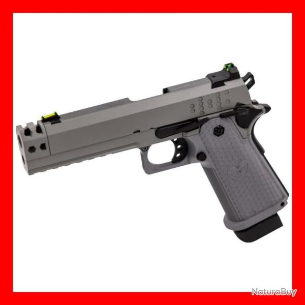REPLIQUE AIRSOFT PISTOLET GBB RAVEN HI-CAPA HEX-COMP GRIS