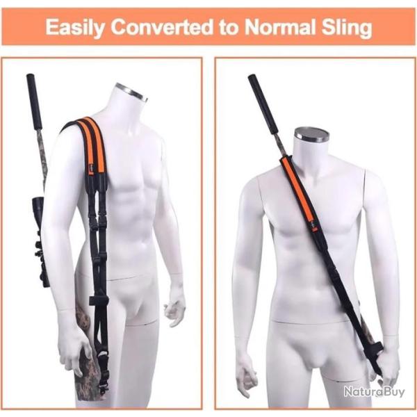 Harnais Bretelle double pour fusil carabine ect ...Sp�cial traque harnais fusil orange. C