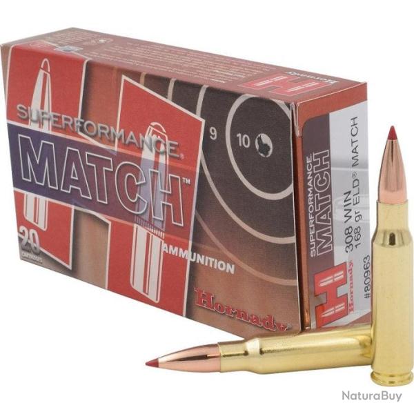 Balles Hornady Superformance Match 308 Win. 168GR ELD