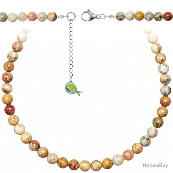 Collier en agate crazy lace - Perles rondes 8 mm - 70 cm