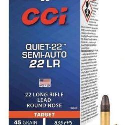 Cartouches CCI Calibre 22LR 45gr LRN SEMI AUTO "QUIET 22" - Boite de 50 unit&eacute;s