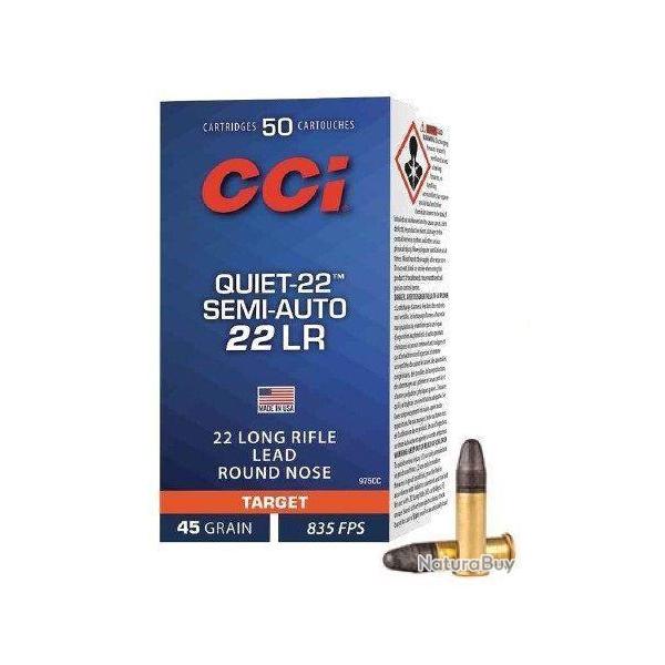 Cartouches CCI Calibre 22LR 45gr LRN SEMI AUTO "QUIET 22" - Boite de 50 unit�s