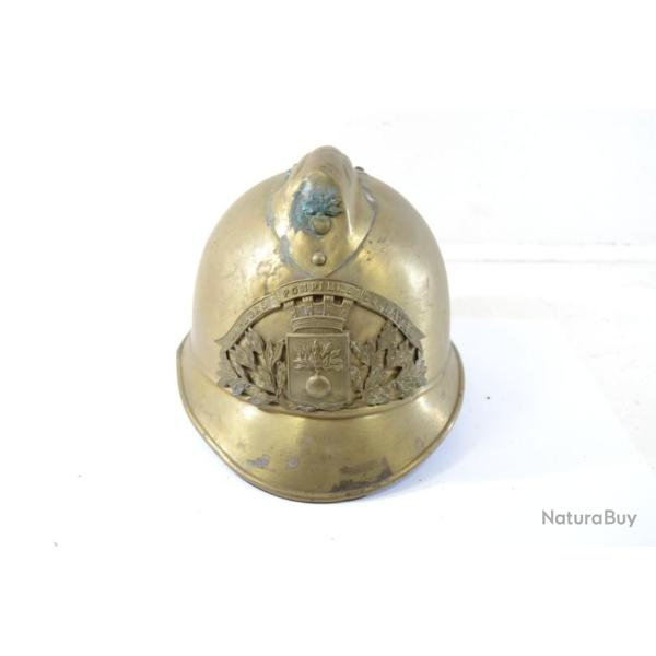 Ancien casque de pompier en laiton, Sapeurs pompiers de Laval, sans coiffe