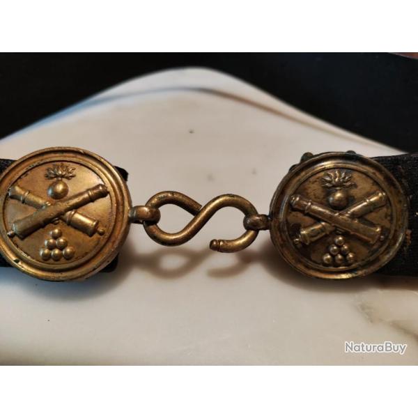 Ceinturon d'officier d'artillerie second empire cuir noir