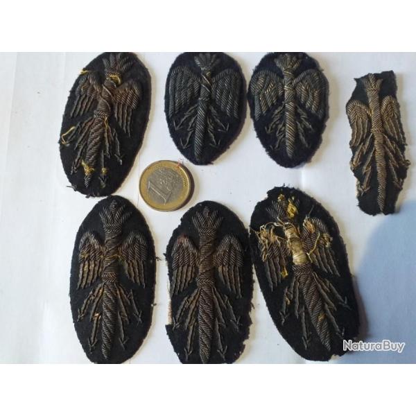 LOT ANCIENS BADGES INSIGNES DECORATIONS TISSUS PASSEMENTERIE SEQUINS FIL METAL DEBUT 1900 FIN 1800