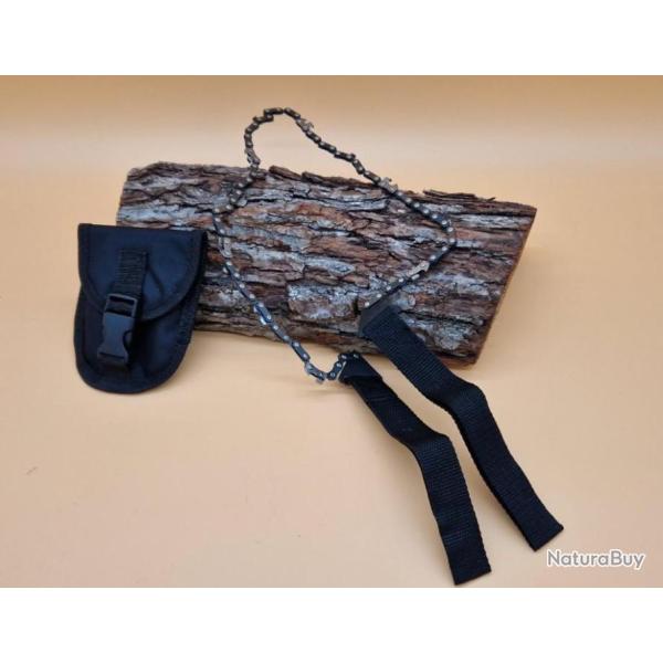 Scie � cha�ne de survie 65cm avec sacoche de rangement, coloris noir - scie de poche