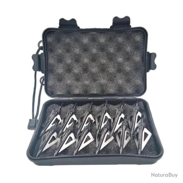 Lot 12 Pointes de fl�che chasse t�tes larges 100/125 Grain 3 Bla fixe. E