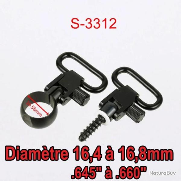 Paire de grenadi�res attache rapide � visser autour d'un tube de 16,4 � 16,8mm - Mod�le S-3312