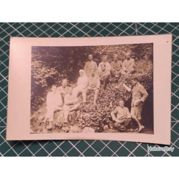 HOPITAL PHOTO DE GROUPE INFIRMIERES ET POILUS 14/18 , PHOTO CARTE WW1 (1)